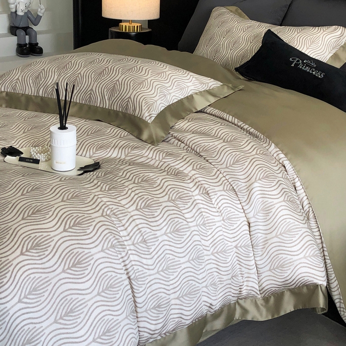 91家纺网 家纺一手货源 找家纺 2024新款60支兰精天丝数码印花四件套系列 格雷-咖