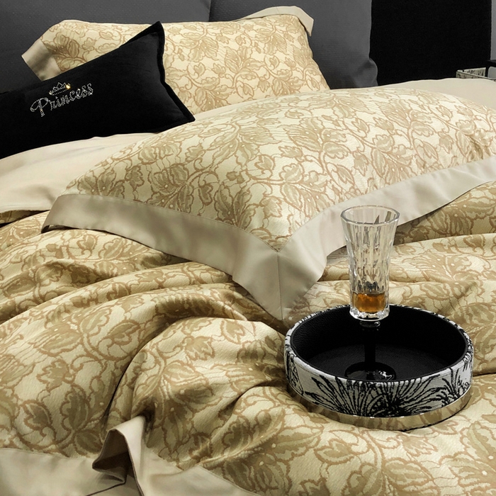 91家纺网 家纺一手货源 找家纺 2024新款60支兰精天丝数码印花四件套系列 帕特-黄