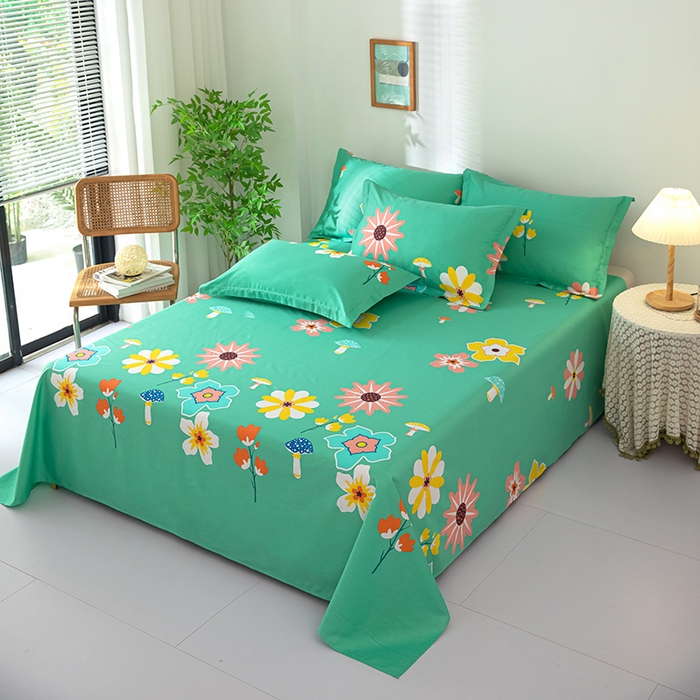 91家纺网 家纺一手货源 找家纺  雨萝家纺 2020新款12868全棉纯棉床单春田花