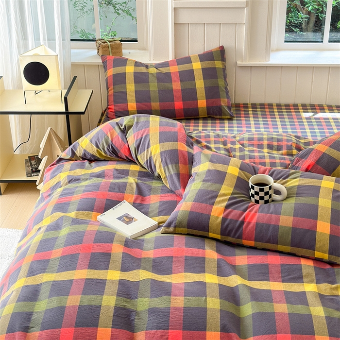 91家纺网 家纺一手货源 找家纺 北欧良品 2024新款A类全棉色织水洗棉单被套 牛油果双拼