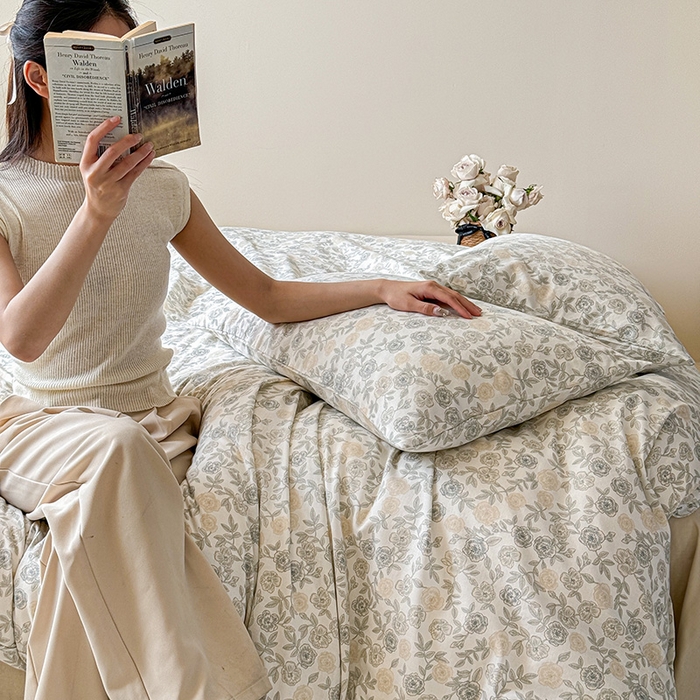 91家纺网 家纺一手货源 找家纺 窝米 2024全棉A类双层纱系列四件套 椿山