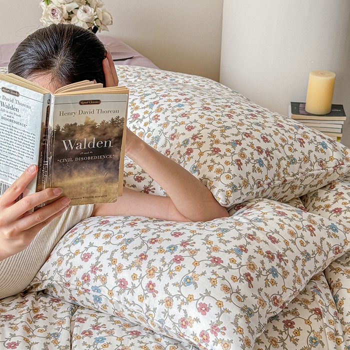 91家纺网 家纺一手货源 找家纺 窝米 2024全棉A类双层纱系列四件套 十里花田