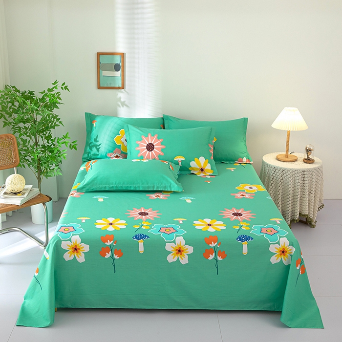 91家纺网 家纺一手货源 找家纺  雨萝家纺 2020新款12868全棉纯棉床单春田花