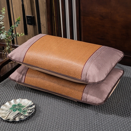 织布人 2024新款夏凉冰丝枕套冰藤枕套凉席枕套单枕套单枕芯48*74 彩藤圆角/单枕套 