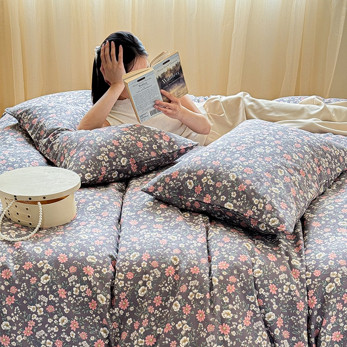 91家纺网 家纺一手货源 找家纺 窝米 2024全棉A类双层纱系列四件套 小满