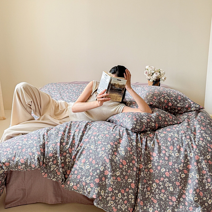 91家纺网 家纺一手货源 找家纺 窝米 2024全棉A类双层纱系列四件套 小满