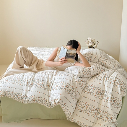 窝米 2024全棉A类双层纱系列四件套 花那时
