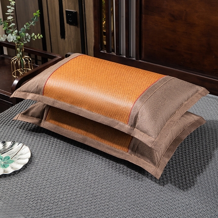 织布人 2024新款夏凉冰丝枕套冰藤枕套凉席枕套单枕套单枕芯48*74 冰藤直角/单枕套