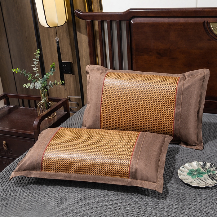 91家纺网 家纺一手货源 找家纺 织布人 2024新款夏凉冰丝枕套冰藤枕套凉席枕套单枕套单枕芯48*74 方格直角/单枕套 