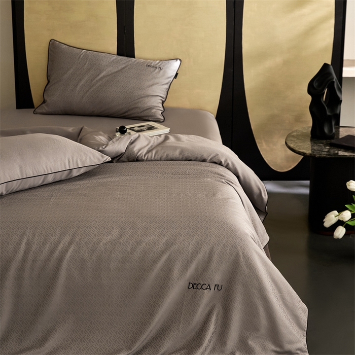 91家纺网 家纺一手货源 找家纺 安莱生活 2024新款60S天丝棉提花四件套三系列（银丝款）--天丝棉铂金简奢款 伯格-巧克力