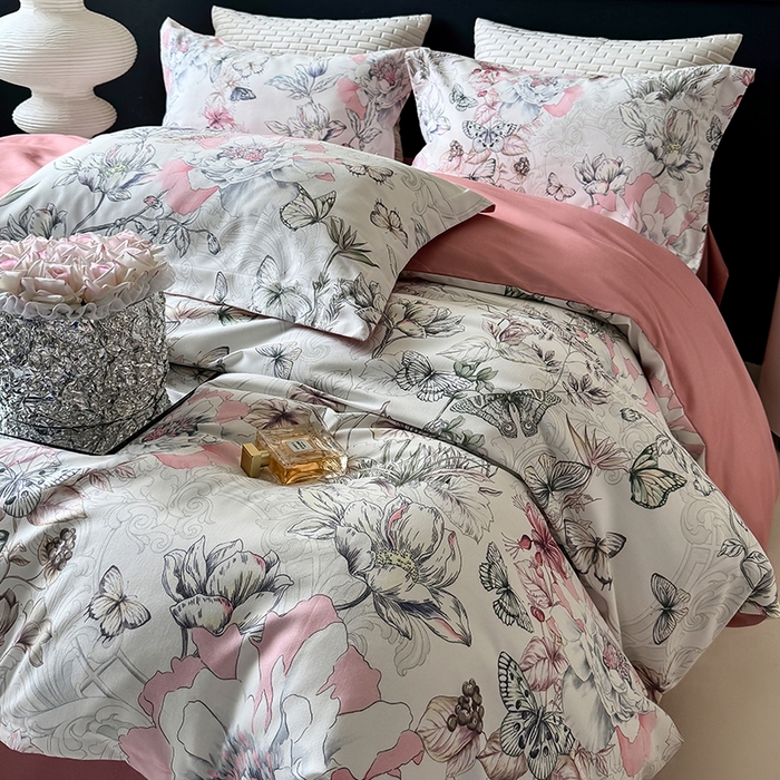 91家纺网 家纺一手货源 找家纺 棠颂家纺 2025新款全棉有机棉纯棉数码印花四件套纯棉套件 繁花