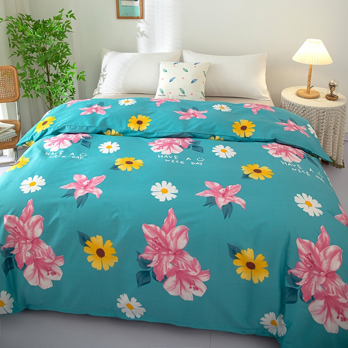 91家纺网 家纺一手货源 找家纺 雨萝家纺 2023新款12868全棉被罩纯棉被套花蕊