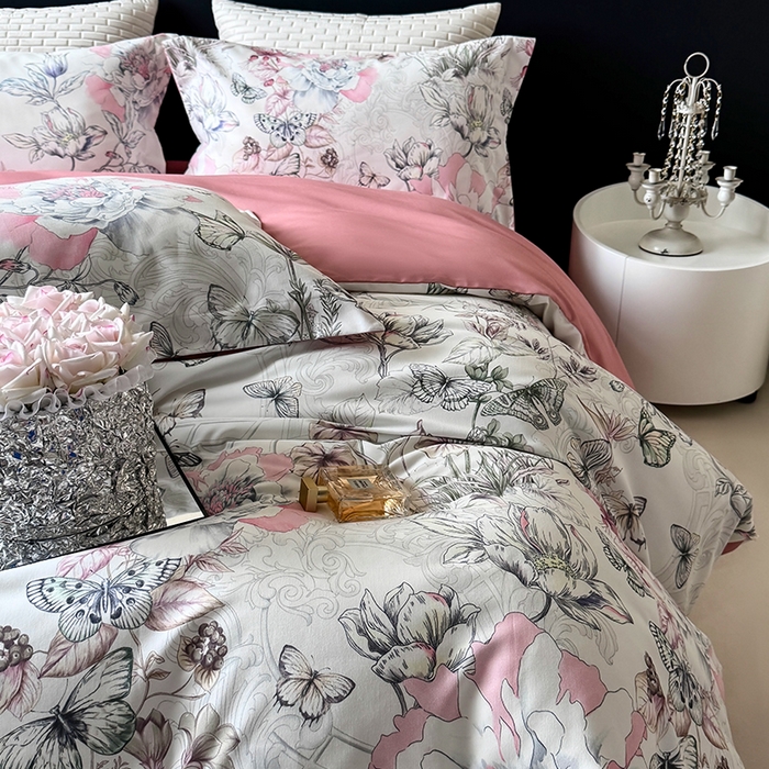 91家纺网 家纺一手货源 找家纺 棠颂家纺 2025新款全棉有机棉纯棉数码印花四件套纯棉套件 繁花