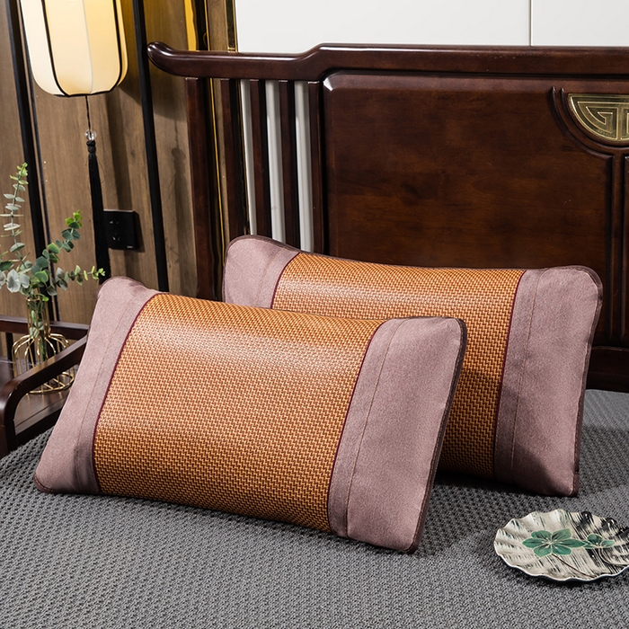 91家纺网 家纺一手货源 找家纺 织布人 2024新款夏凉冰丝枕套冰藤枕套凉席枕套单枕套单枕芯48*74 彩藤圆角/单枕套 