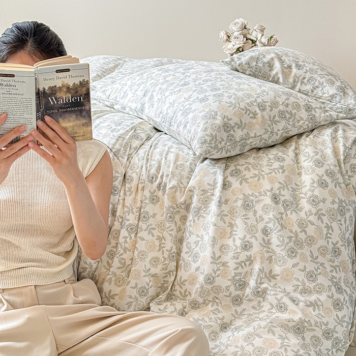 91家纺网 家纺一手货源 找家纺 窝米 2024全棉A类双层纱系列四件套 椿山