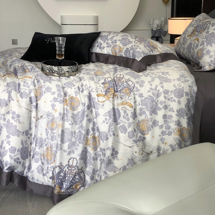 91家纺网 家纺一手货源 找家纺 2024新款60支兰精天丝数码印花四件套系列 萨亚-蓝