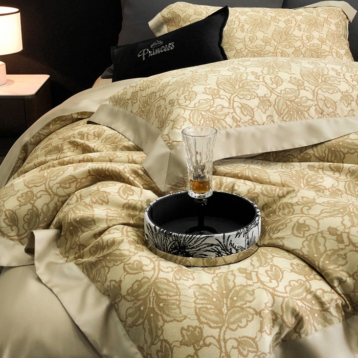 91家纺网 家纺一手货源 找家纺 2024新款60支兰精天丝数码印花四件套系列 帕特-黄