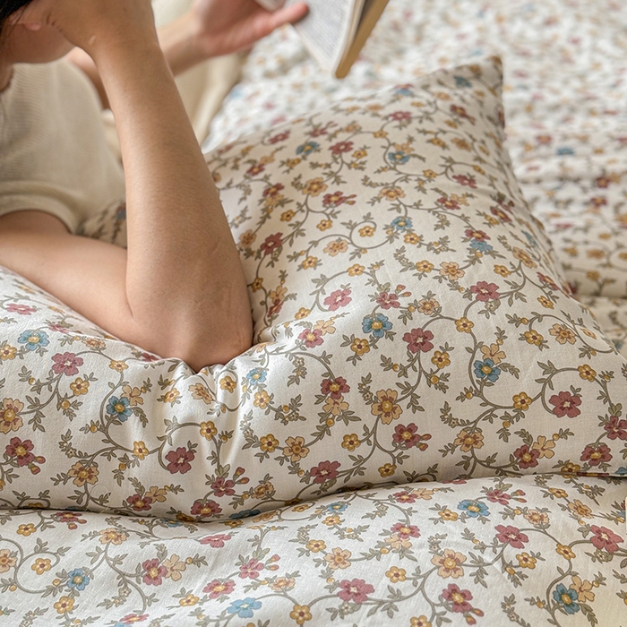 91家纺网 家纺一手货源 找家纺 窝米 2024全棉A类双层纱系列四件套 十里花田