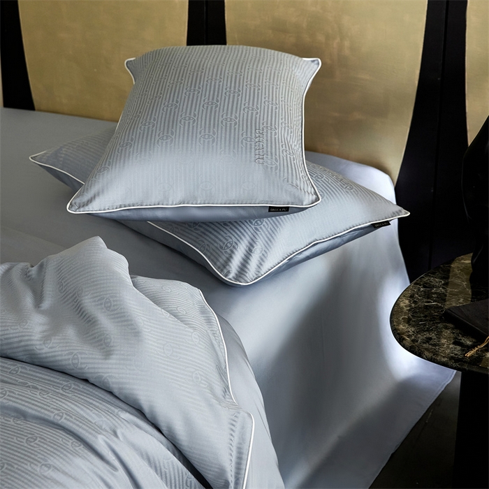 91家纺网 家纺一手货源 找家纺 安莱生活 2024新款60S天丝棉提花四件套三系列（银丝款）--天丝棉铂金简奢款 夏陌-冰雨蓝