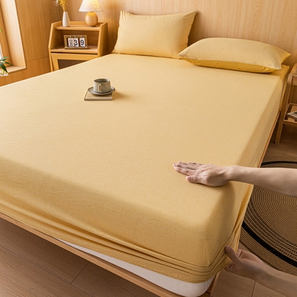 雅居纺家纺 2024新款全棉色织水洗棉床笠 床笠-千鸟格黄