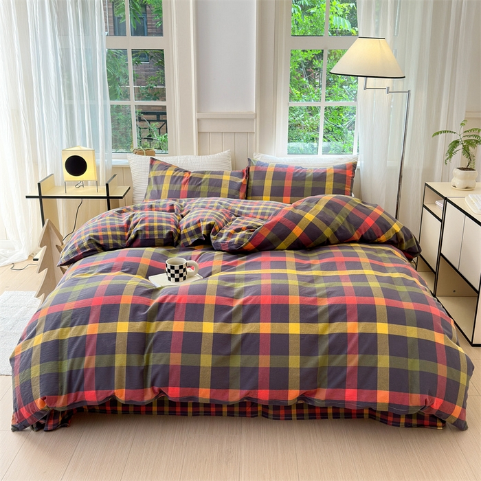 91家纺网 家纺一手货源 找家纺 北欧良品 2024新款A类全棉色织水洗棉单被套 牛油果双拼