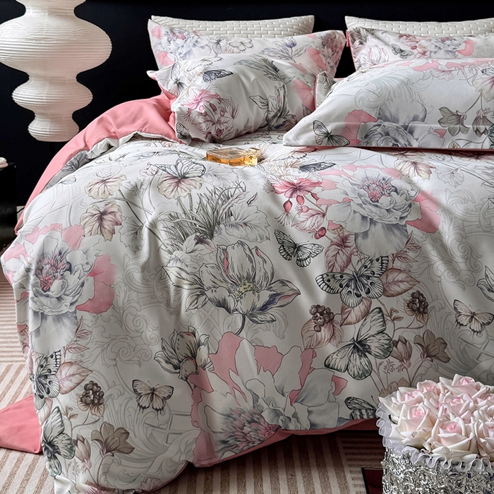 91家纺网 家纺一手货源 找家纺 棠颂家纺 2025新款全棉有机棉纯棉数码印花四件套纯棉套件 繁花