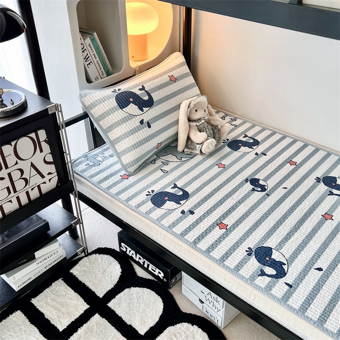 91家纺网 家纺一手货源 找家纺 茉夕 2024新款学生宿舍上下铺全棉床盖 海底世界