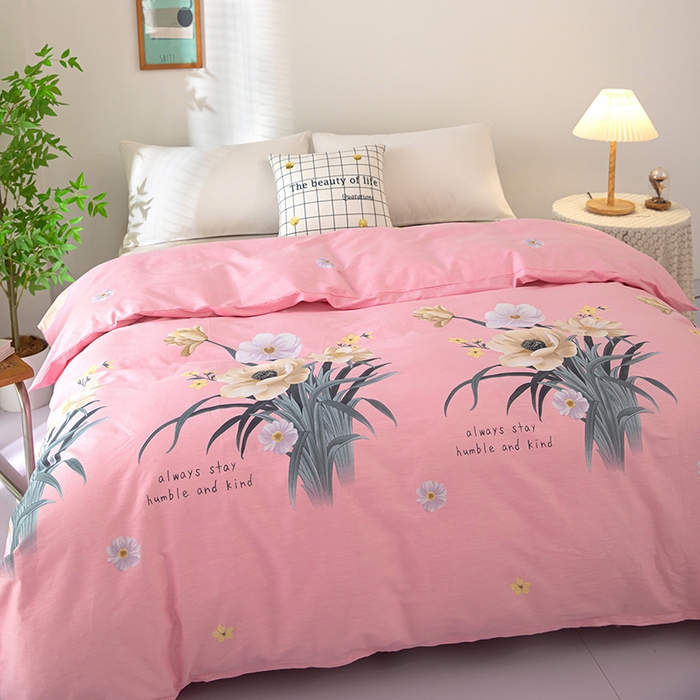 91家纺网 家纺一手货源 找家纺  雨萝家纺 2023新款12868全棉被罩纯棉被套梦想花开