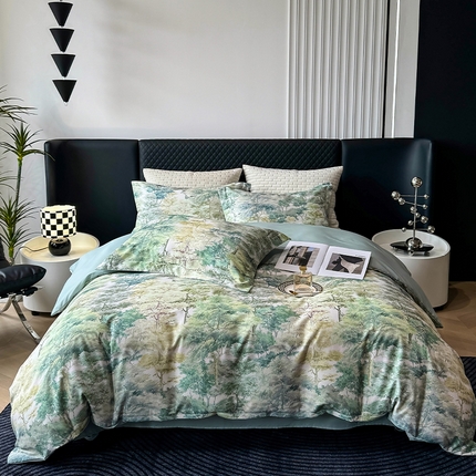 91家纺网 家纺一手货源 找家纺 棠颂家纺 2025新款全棉有机棉纯棉数码印花四件套纯棉套件 梦屿