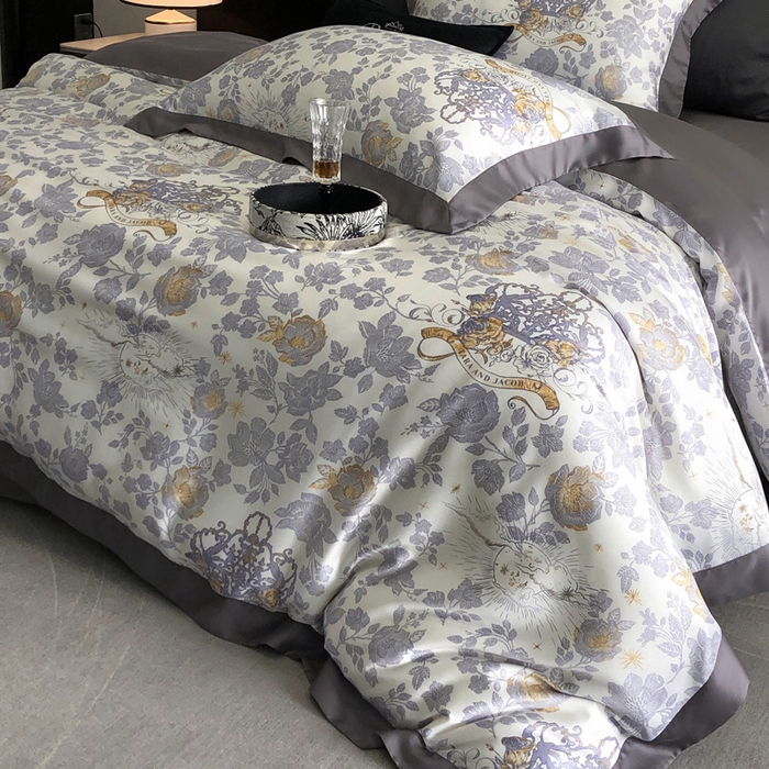 91家纺网 家纺一手货源 找家纺 2024新款60支兰精天丝数码印花四件套系列 萨亚-蓝