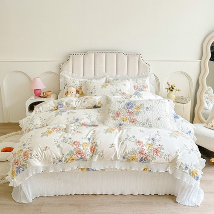 91家纺网 家纺一手货源 找家纺 宜凡 2024新款复古大花系列床盖四件套 春日丽影