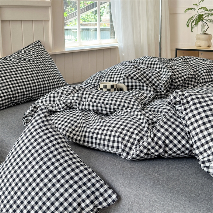 91家纺网 家纺一手货源 找家纺 北欧良品 2024新款A类全棉色织水洗棉单枕套 黑白小格