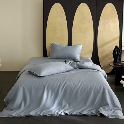 91家纺网 家纺一手货源 找家纺 安莱生活 2024新款60S天丝棉提花四件套三系列（银丝款）--天丝棉铂金简奢款 夏陌-冰雨蓝