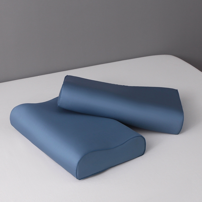 91家纺网 家纺一手货源 找家纺 2024新款100支双股长绒棉乳胶枕套全棉贡缎曲线立体记忆枕枕芯套35x55cm成人60x40cm 群青蓝