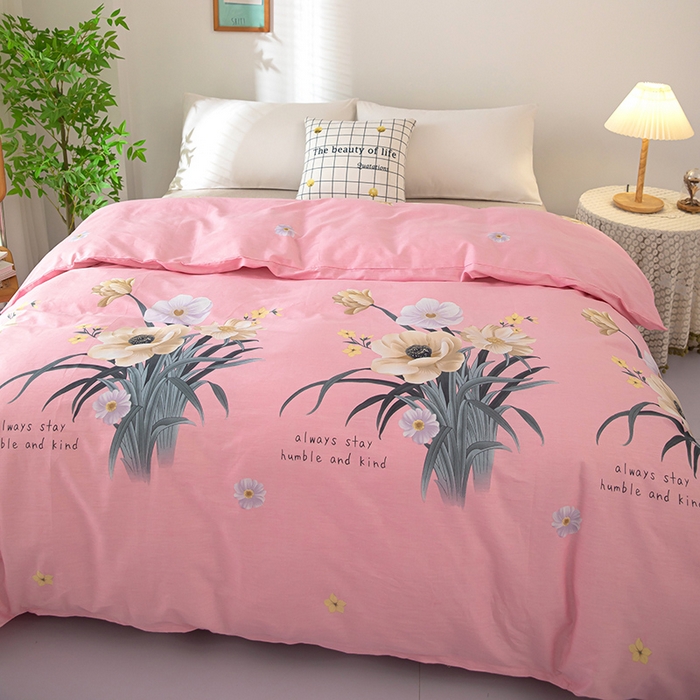 91家纺网 家纺一手货源 找家纺  雨萝家纺 2023新款12868全棉被罩纯棉被套梦想花开