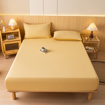 91家纺网 家纺一手货源 找家纺 雅居纺家纺 2024新款全棉色织水洗棉床笠 床笠-千鸟格黄