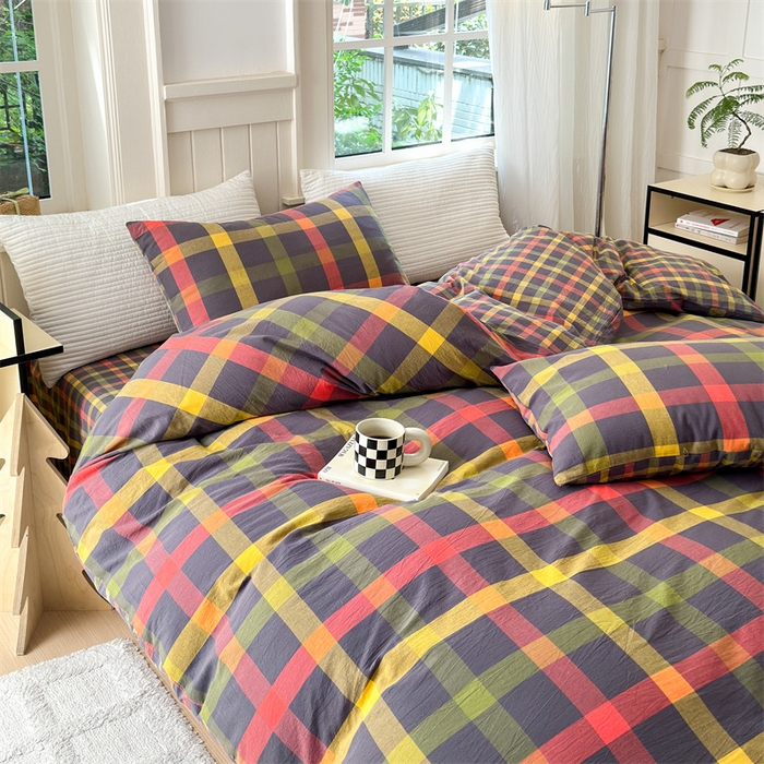 91家纺网 家纺一手货源 找家纺 北欧良品 2024新款A类全棉色织水洗棉单被套 牛油果双拼