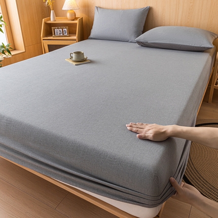 雅居纺家纺 2024新款全棉色织水洗棉床笠 床笠-千鸟格灰