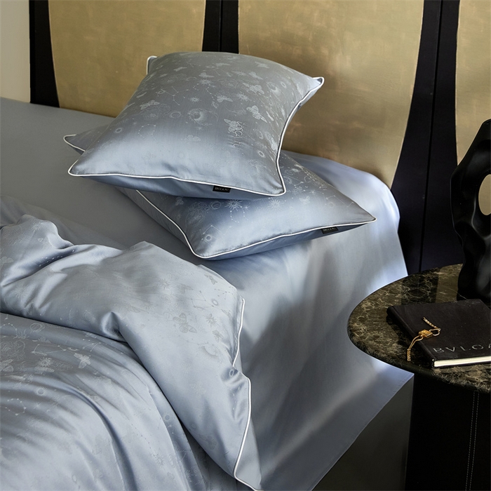 91家纺网 家纺一手货源 找家纺 安莱生活 2024新款60S天丝棉提花四件套三系列（银丝款）--天丝棉铂金简奢款 星辰-冰雨蓝