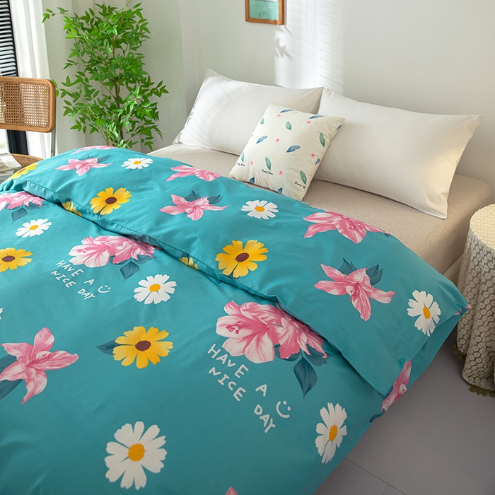 91家纺网 家纺一手货源 找家纺 雨萝家纺 2023新款12868全棉被罩纯棉被套花蕊