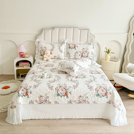 宜凡  2024新款复古大花系列床盖三件套 梦里花溪