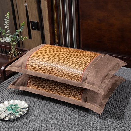 织布人 2024新款夏凉冰丝枕套冰藤枕套凉席枕套单枕套单枕芯48*74 方格直角/单枕套 