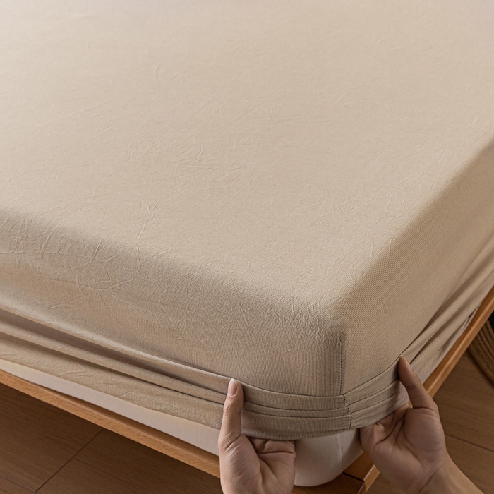 91家纺网 家纺一手货源 找家纺 雅居纺家纺 2024新款全棉色织水洗棉床笠 床笠-千鸟格卡其