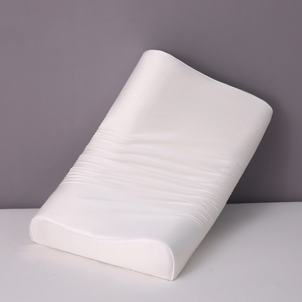 2024新款100支双股长绒棉乳胶枕套全棉贡缎曲线立体记忆枕枕芯套35x55cm成人60x40cm 月光白