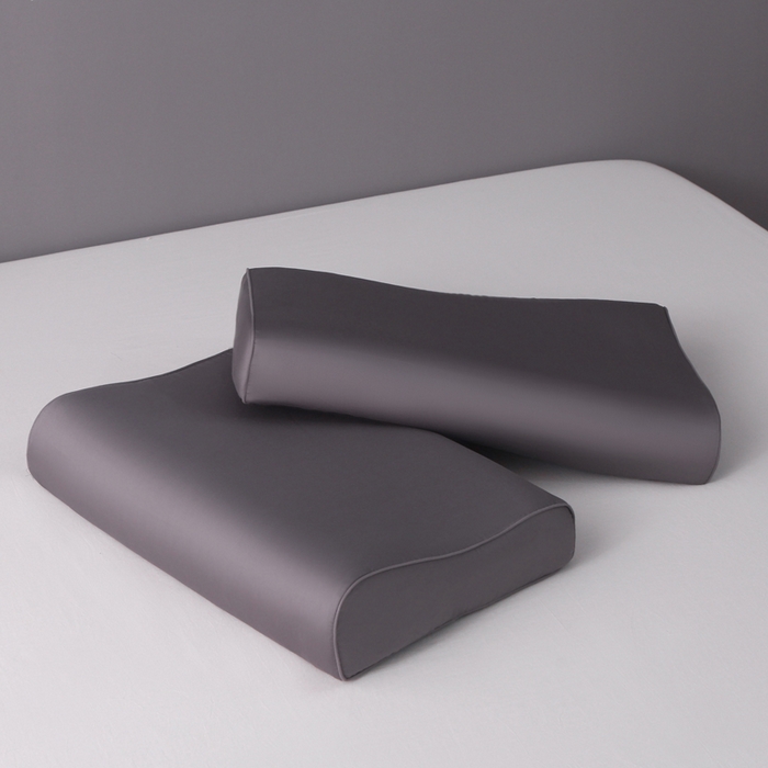 91家纺网 家纺一手货源 找家纺 2024新款100支双股长绒棉乳胶枕套全棉贡缎曲线立体记忆枕枕芯套35x55cm成人60x40cm 商务灰