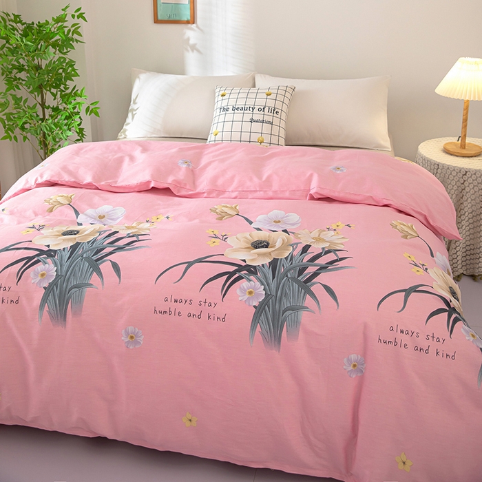 91家纺网 家纺一手货源 找家纺  雨萝家纺 2023新款12868全棉被罩纯棉被套梦想花开