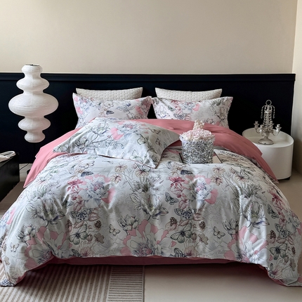 棠颂家纺 2025新款全棉有机棉纯棉数码印花四件套纯棉套件 繁花