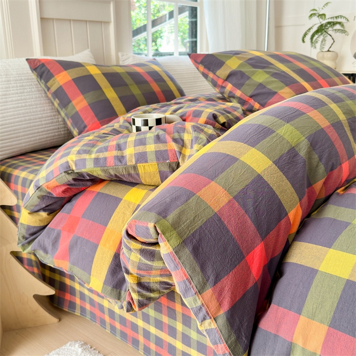 91家纺网 家纺一手货源 找家纺 北欧良品 2024新款A类全棉色织水洗棉单被套 牛油果双拼