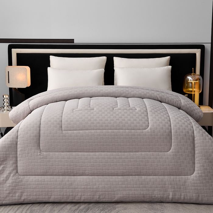 91家纺网 家纺一手货源 找家纺 招财狼家纺 2024新款华夫格羽丝被 贵族灰