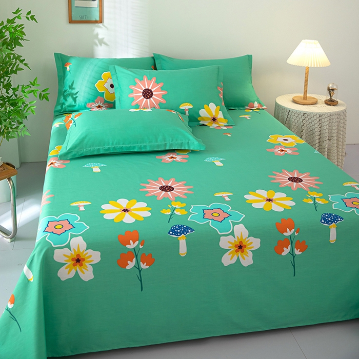 91家纺网 家纺一手货源 找家纺  雨萝家纺 2020新款12868全棉纯棉床单春田花